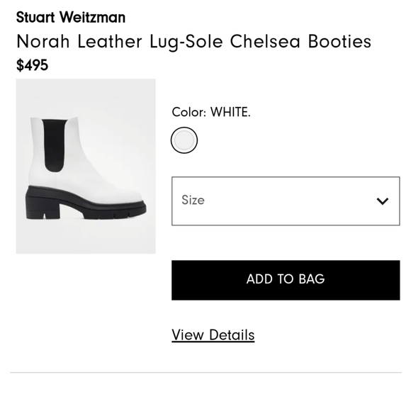 Stuart Weitzman Noxon White Leather Lug Sole Chelsea Boots Chunky Platform - Picture 4 of 4